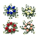 Maxbell Candle Ring Wreath Artificial Rose Candle Ring for Dinner Restaurant Holiday Red