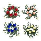 Maxbell Candle Ring Wreath Artificial Rose Candle Ring for Dinner Restaurant Holiday Red