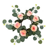 Maxbell Candle Ring Wreath Artificial Rose Candle Ring for Dinner Restaurant Holiday champagne
