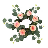 Maxbell Candle Ring Wreath Artificial Rose Candle Ring for Dinner Restaurant Holiday champagne