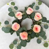 Maxbell Candle Ring Wreath Artificial Rose Candle Ring for Dinner Restaurant Holiday champagne