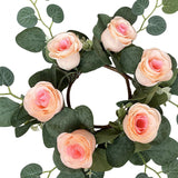 Maxbell Candle Ring Wreath Artificial Rose Candle Ring for Dinner Restaurant Holiday champagne