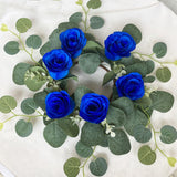 Maxbell Candle Ring Wreath Artificial Rose Candle Ring for Dinner Restaurant Holiday Blue