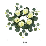 Maxbell Candle Ring Wreath Artificial Rose Candle Ring for Dinner Restaurant Holiday White
