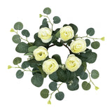 Maxbell Candle Ring Wreath Artificial Rose Candle Ring for Dinner Restaurant Holiday White
