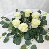 Maxbell Candle Ring Wreath Artificial Rose Candle Ring for Dinner Restaurant Holiday White