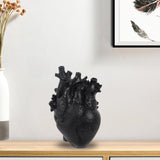 Maxbell Resin Figurine Indoor Decoration Heart Statue for Bookshelf Office Fireplace Black