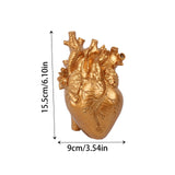 Maxbell Resin Figurine Indoor Decoration Heart Statue for Bookshelf Office Fireplace Gold