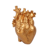 Maxbell Resin Figurine Indoor Decoration Heart Statue for Bookshelf Office Fireplace Gold