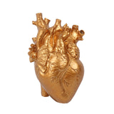 Maxbell Resin Figurine Indoor Decoration Heart Statue for Bookshelf Office Fireplace Gold