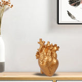 Maxbell Resin Figurine Indoor Decoration Heart Statue for Bookshelf Office Fireplace Gold