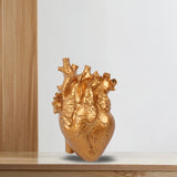 Maxbell Resin Figurine Indoor Decoration Heart Statue for Bookshelf Office Fireplace Gold