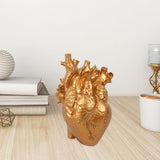 Maxbell Resin Figurine Indoor Decoration Heart Statue for Bookshelf Office Fireplace Gold