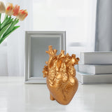 Maxbell Resin Figurine Indoor Decoration Heart Statue for Bookshelf Office Fireplace Gold