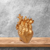 Maxbell Resin Figurine Indoor Decoration Heart Statue for Bookshelf Office Fireplace Gold