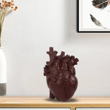 Maxbell Resin Figurine Indoor Decoration Heart Statue for Bookshelf Office Fireplace Reddish Brown