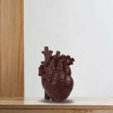 Maxbell Resin Figurine Indoor Decoration Heart Statue for Bookshelf Office Fireplace Reddish Brown