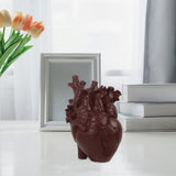 Maxbell Resin Figurine Indoor Decoration Heart Statue for Bookshelf Office Fireplace Reddish Brown
