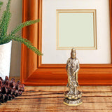 Maxbell Mini Guan Yin Statue Standing on Lotus Brass Figurine for Bedroom Decorative