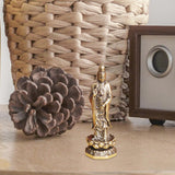 Maxbell Mini Guan Yin Statue Standing on Lotus Brass Figurine for Bedroom Decorative