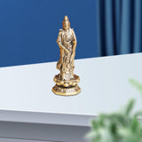 Maxbell Mini Guan Yin Statue Standing on Lotus Brass Figurine for Bedroom Decorative