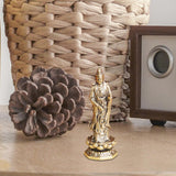 Maxbell Mini Guan Yin Statue Standing on Lotus Brass Figurine for Bedroom Decorative