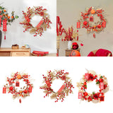 Maxbell Chinese New Year Wreath for Front Door for Wall Fireplace Spring Festival