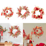 Maxbell Chinese New Year Wreath for Front Door for Wall Fireplace Spring Festival