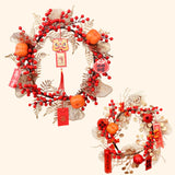 Maxbell Chinese New Year Wreath for Front Door for Wall Fireplace Spring Festival