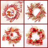 Maxbell Chinese New Year Wreath for Front Door for Wall Fireplace Spring Festival