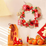 Maxbell Chinese New Year Wreath for Front Door for Wall Fireplace Spring Festival
