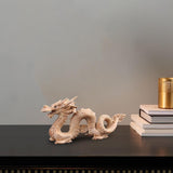 Maxbell Dragon Statue Gift Collectible Wood Figurine for Cabinet Fireplace Bookshelf