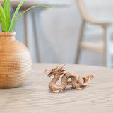Maxbell Dragon Statue Gift Collectible Wood Figurine for Cabinet Fireplace Bookshelf