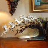Maxbell Galloping Horse Statue Crafts Horse Figurine for Bedroom Tabletop Decoration Blue