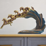 Maxbell Galloping Horse Statue Crafts Horse Figurine for Bedroom Tabletop Decoration Blue