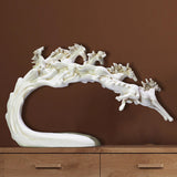 Maxbell Galloping Horse Statue Crafts Horse Figurine for Bedroom Tabletop Decoration White