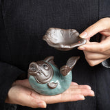 Maxbell Tea Pet Fish Statue Sculpture Desktop Decoration for Desk Tea Room Bookshelf