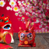 Maxbell Dragon Piggy Bank Chinese New Year Dragon Statue for Shelf Living Room Red