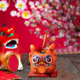 Maxbell Dragon Piggy Bank Chinese New Year Dragon Statue for Shelf Living Room Orange