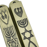 Maxbell 2 Pieces Mezuzahs for Door Messianic Religious Modern Outside Mezuzah Plaque bronze