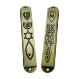 Maxbell 2 Pieces Mezuzahs for Door Messianic Religious Modern Outside Mezuzah Plaque bronze