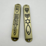 Maxbell 2 Pieces Mezuzahs for Door Messianic Religious Modern Outside Mezuzah Plaque bronze