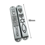 Maxbell 2 Pieces Mezuzahs for Door Messianic Religious Modern Outside Mezuzah Plaque silver