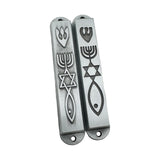 Maxbell 2 Pieces Mezuzahs for Door Messianic Religious Modern Outside Mezuzah Plaque silver