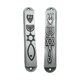 Maxbell 2 Pieces Mezuzahs for Door Messianic Religious Modern Outside Mezuzah Plaque silver