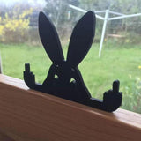 Maxbell Funny Middle Finger Black Rabbit Ornament Unique for Garden Bookshelf Window