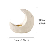 Maxbell Crescent Moon Incense Burner Porcelain Decoration for SPA Office Living Room White