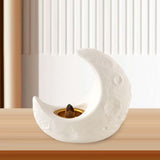 Maxbell Crescent Moon Incense Burner Porcelain Decoration for SPA Office Living Room White