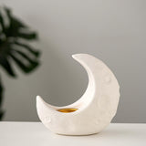 Maxbell Crescent Moon Incense Burner Porcelain Decoration for SPA Office Living Room White
