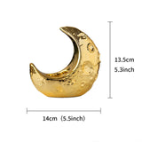 Maxbell Crescent Moon Incense Burner Porcelain Decoration for SPA Office Living Room Gold